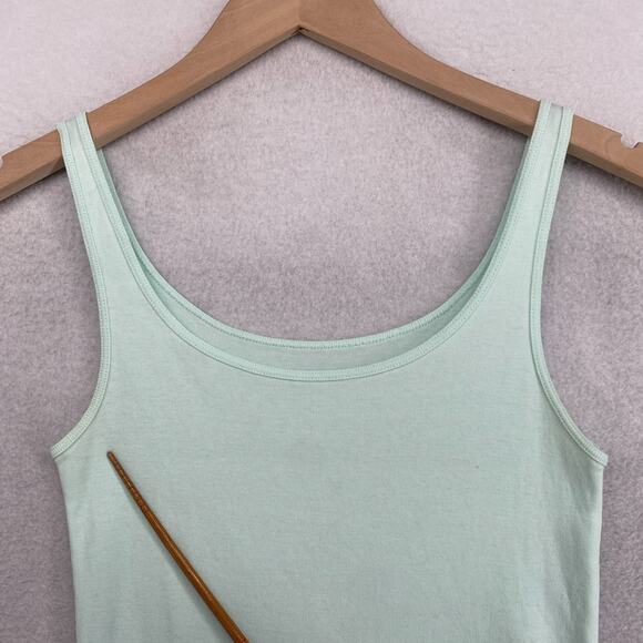 EILEEN FISHER Tank Top S Organic Cotton Ribbed Jersey Cami Scoop Neck Green - Picture 10 of 13
